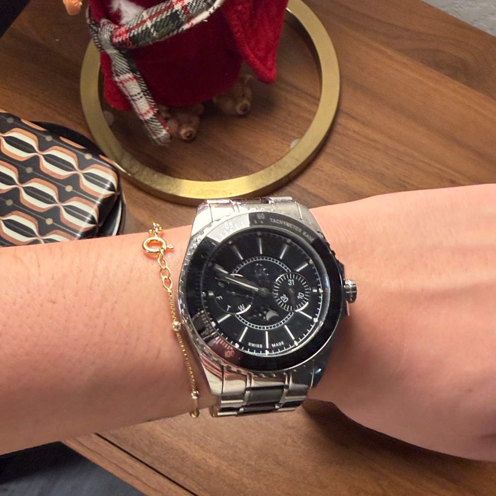 Silver and Black Watch